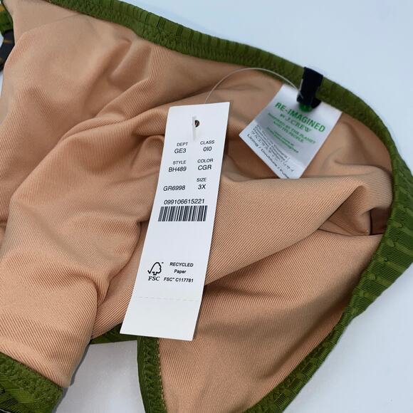 New J. Crew Green Wide Ribbed Cheeky String Side Tie Swim Bathing Suit Bottom 3X - Picture 8 of 10